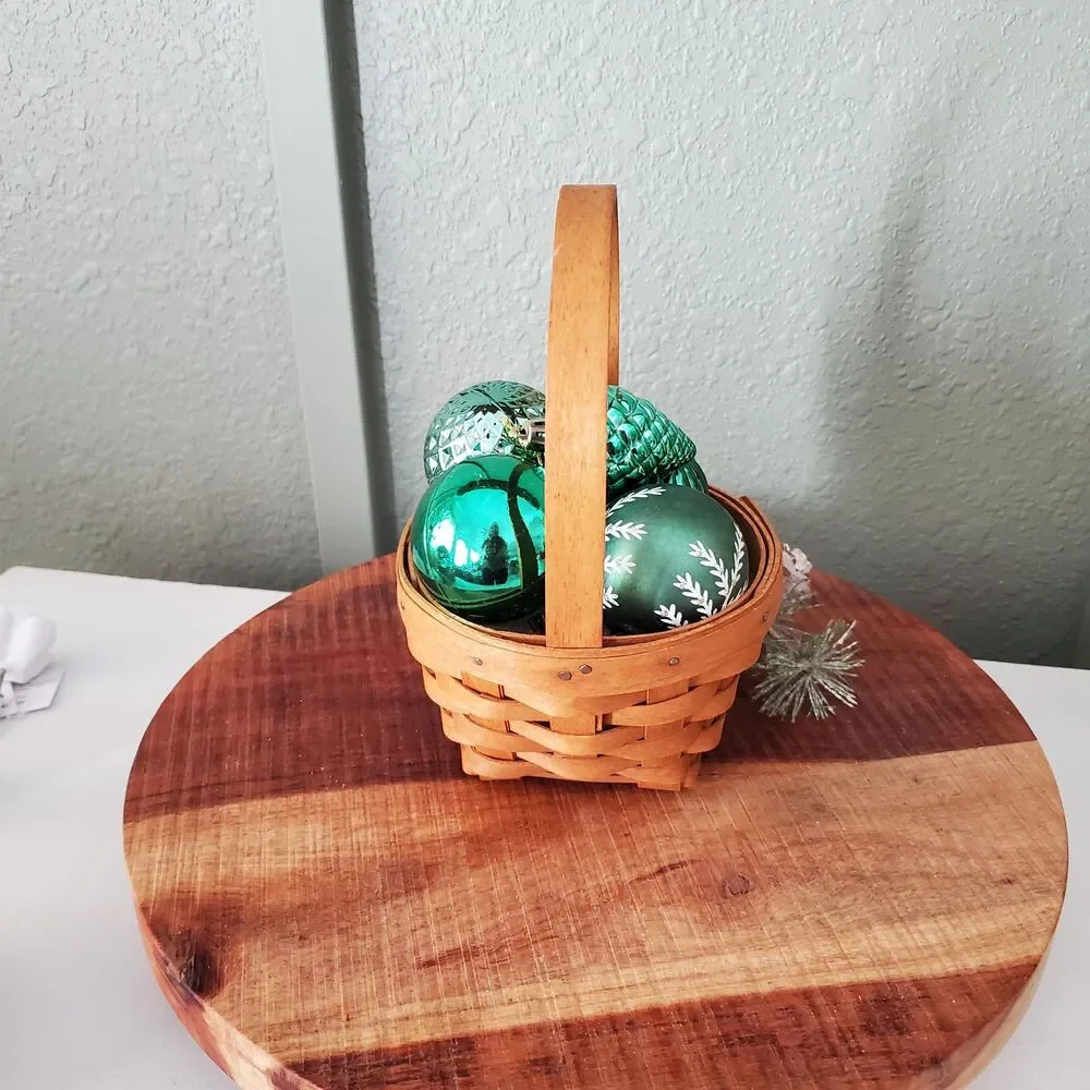 Longaberger 1993 Inaugural Basket Protector & 6 Christmas Holiday Ornaments